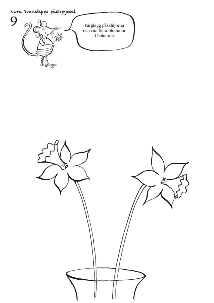 Pyssel för barn där man färglägger liljor samt ritar egna blommor.