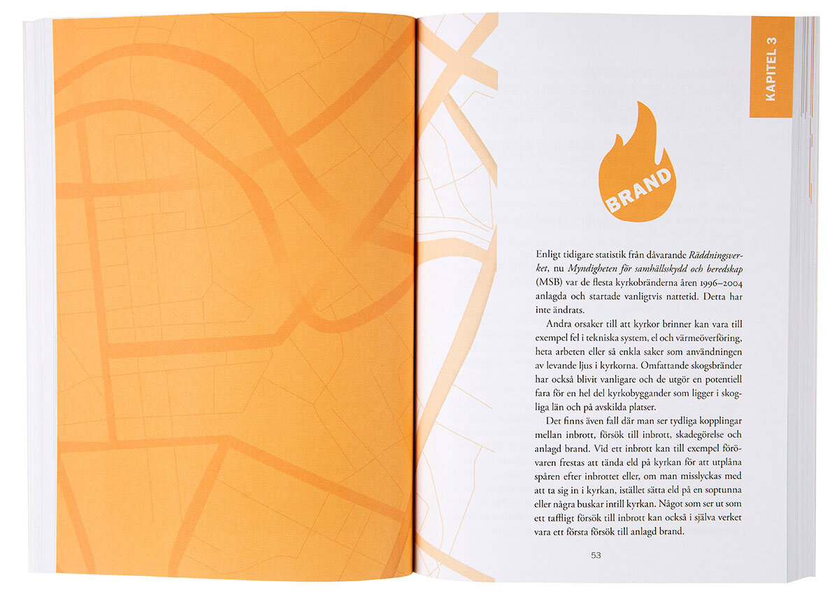 Uppslag ur boken Handbok för säkra byggnader med första sidan av kapitel 3 med titeln brand.