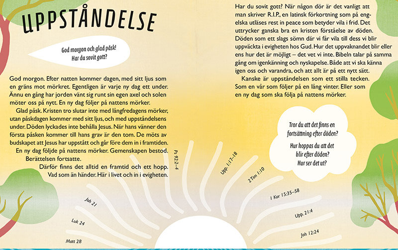 Uppslag ur konfirmandbibel med titeln Uppståndelse.